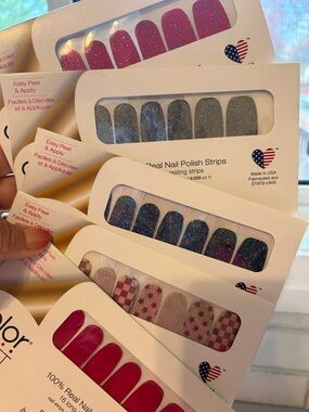 Color Street Nail Polish Strips — Pink, Silver, Blue, Red, Glitter